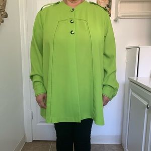 Plus Size Neon Green Retro Blouse